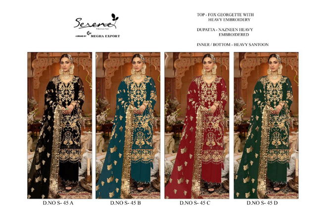 Serene S 45 Heavy Designer Festive Wear Georgette Pakistani Salwar Suits Collection